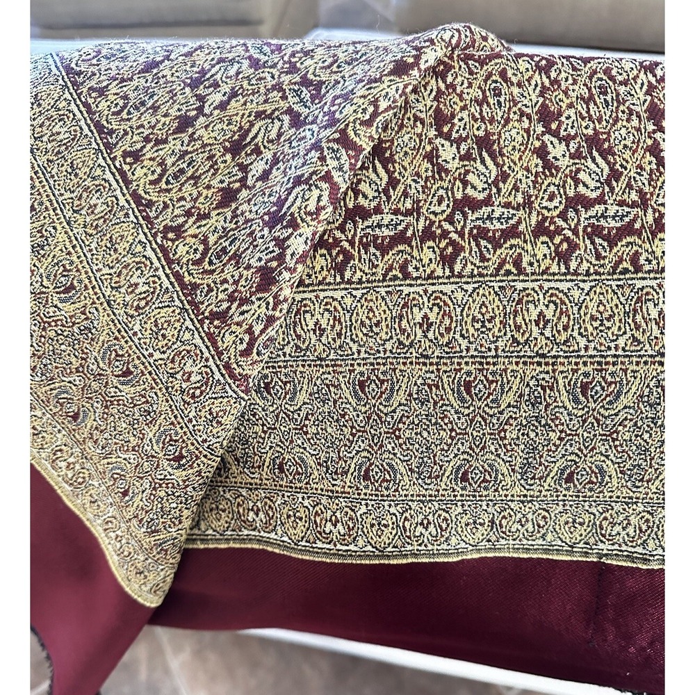 Egypt Woven Tapestry Throw‎ Blanket Wrap Scarf Abogazala Aboelela Maroon Gold